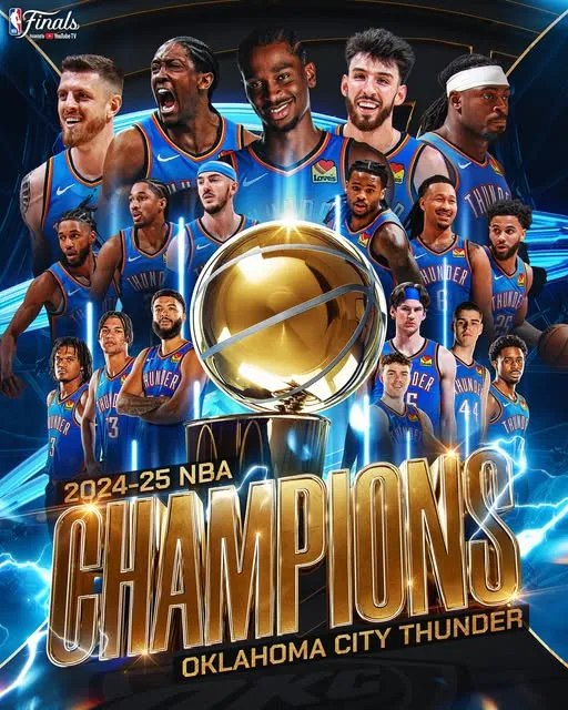 2025 NBA總冠軍由聯盟戰績最好的雷霆拿下!